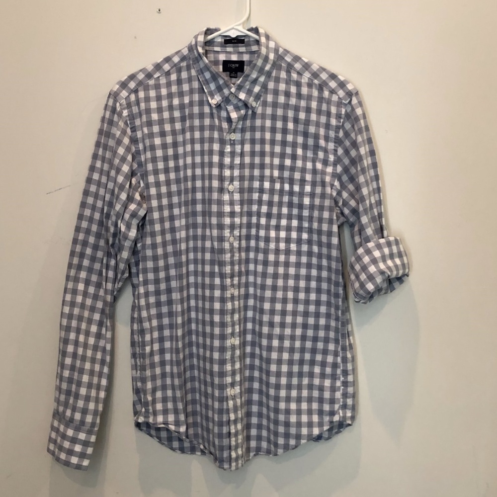 J. Crew Men's Medium Slim Grey Plaid Shirt